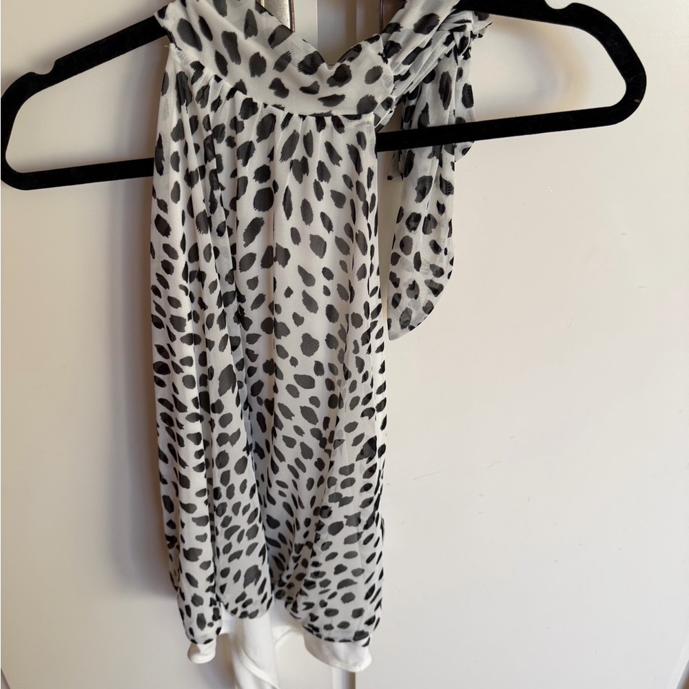 Express Black and White Polka Dot Bodysuit top